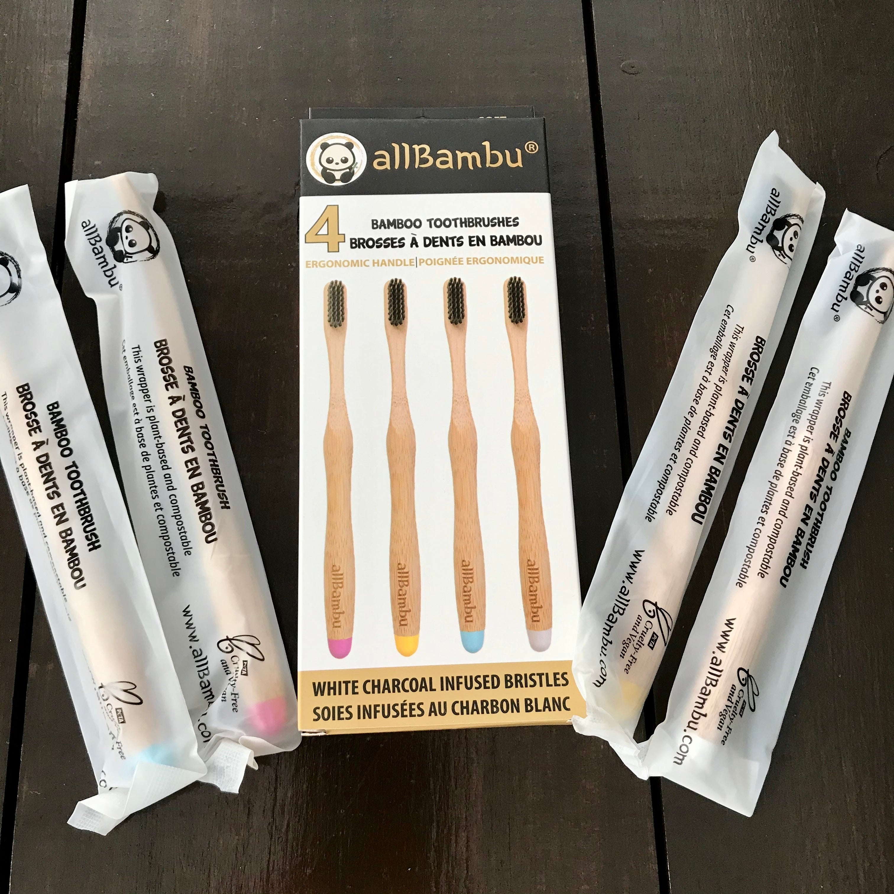 New compostable bamboo toothbrush packaging