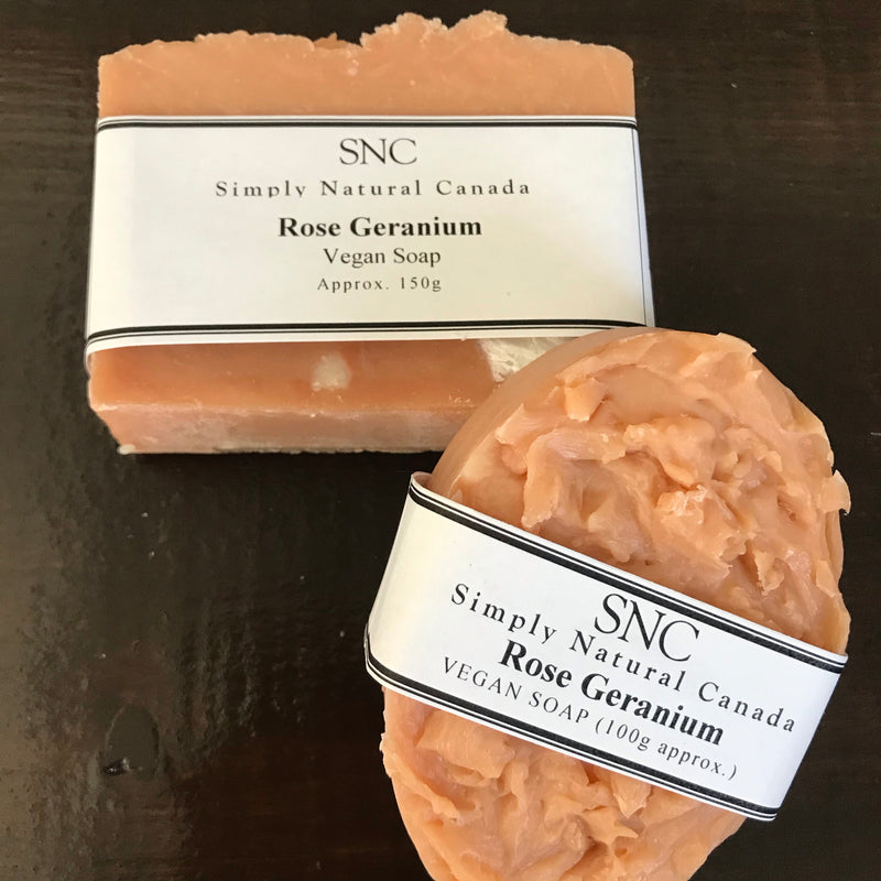 rose geranium vegan soap made in canada
