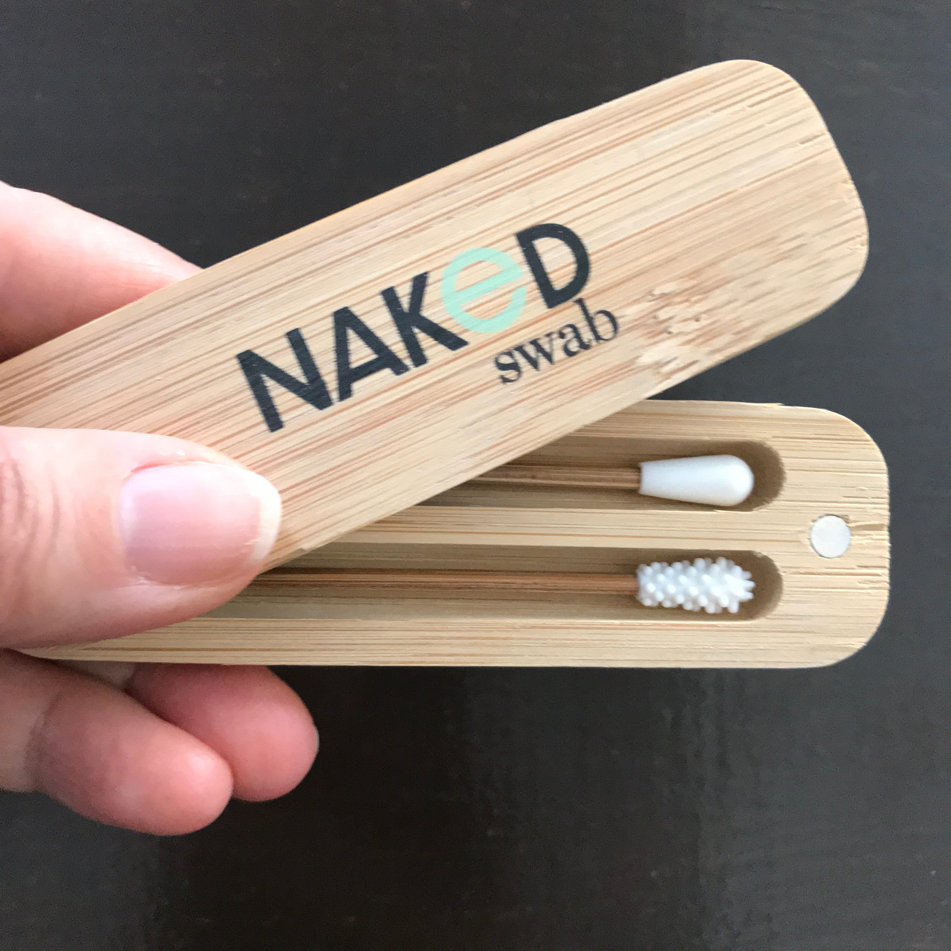 2 piece naked swab reusable swabs in bamboo case for use up to 2,000 times