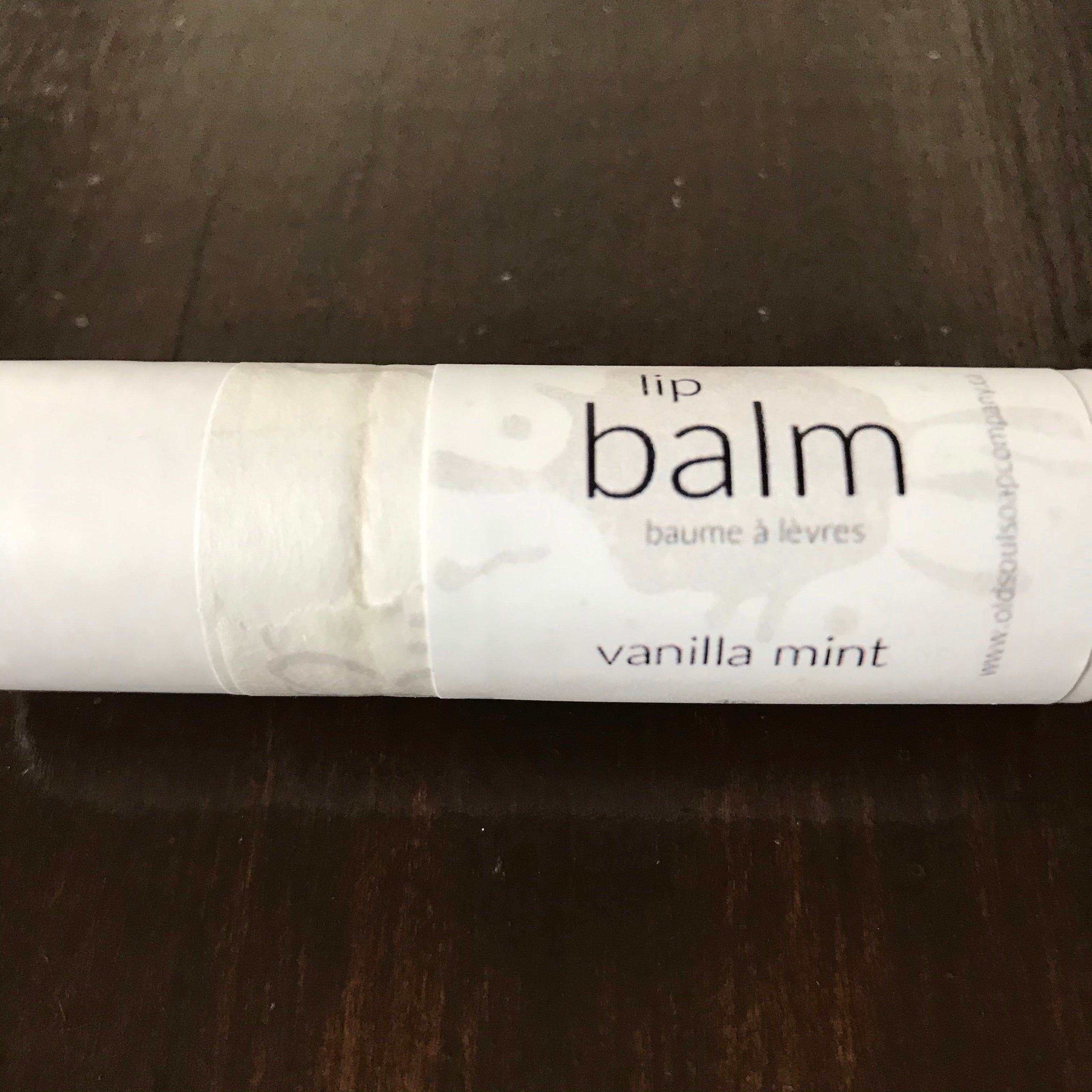 vanilla mint natural lip balm in compostable tube made in canada