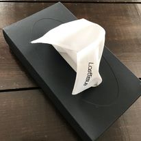 black last tissue box with 18 reusable tissues made in denmark by last object
