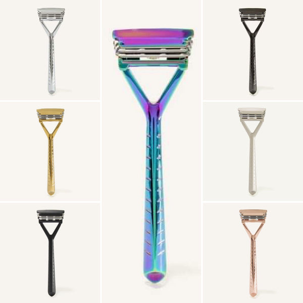 Leaf Razors are modern razors available in 7 finishes by Leaf Shave with a built-in pivoting heads and up to three blades for a better, more sustainable shave every time