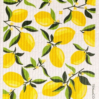 lemon blossom ten and co sponge cloth is entirely compostable and is the perfect alternative to traditional dishcloths and paper towels