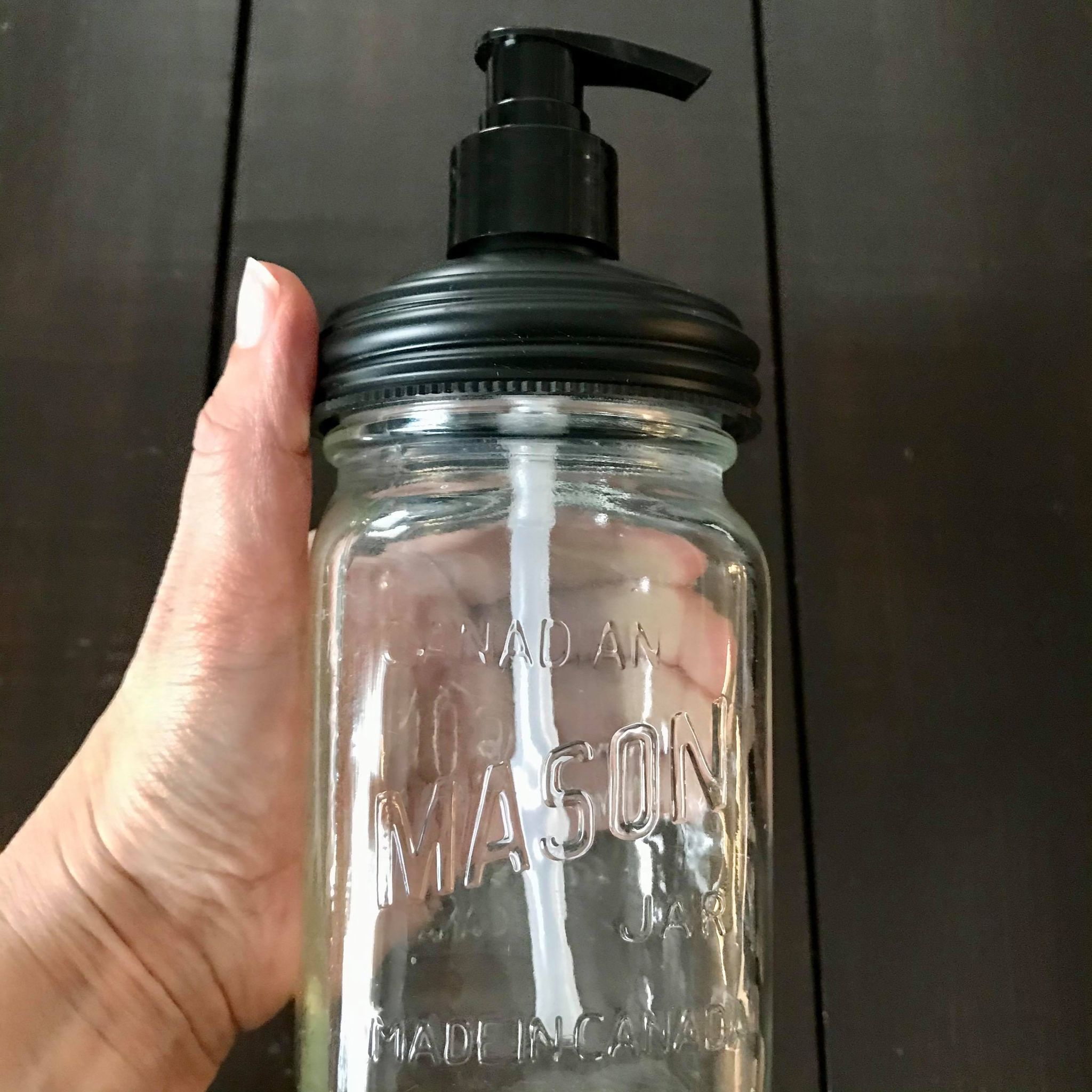 vintage glass mason jar soap dispenser with durable black plastic pump top