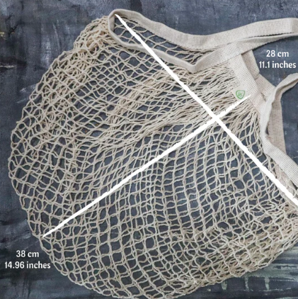 expandable organic cotton net bag with handle