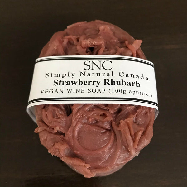 Simply Natural Canada strawberry rhubarb oval vegan wine soap 100 g made in Canada n small batches