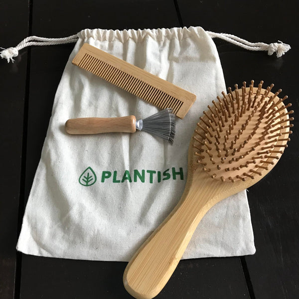 This Bamboo Hair Brush Set by the Canadian brand Plantish works through those tangles while gently massaging the scalp and promoting blood circulation