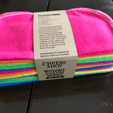 Rainbow reusable cloth wipes set of 30 made in Canada by Cheeks Ahoy of 100 percent cotton