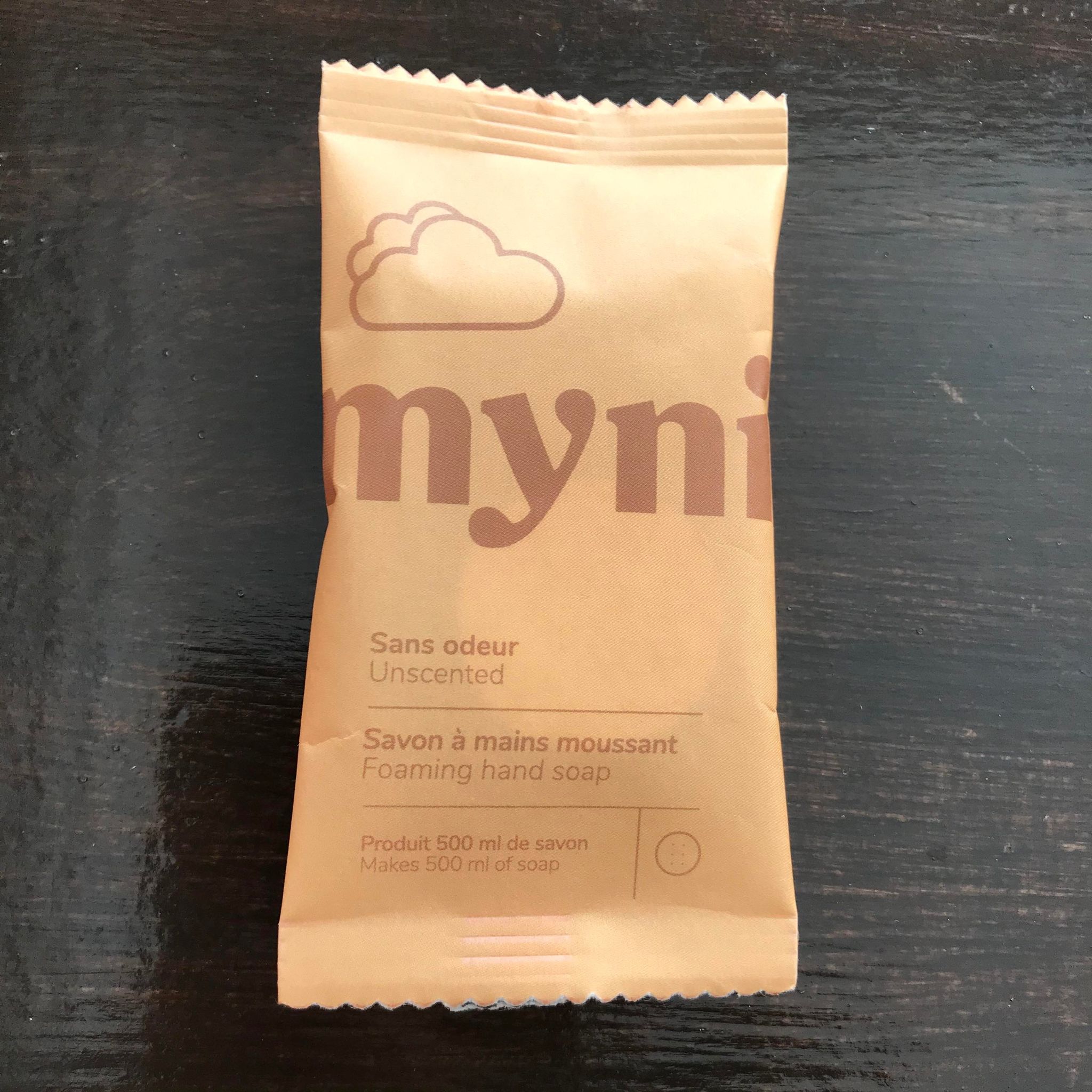 unscented foaming hand soap concentrate in compostable pouch made in canada by myni