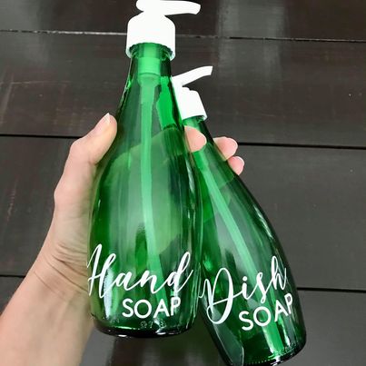 Upcycled Green Glass Bottles