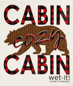 cabin cozy cabin plaid brown bear wet it cloth made in sweden