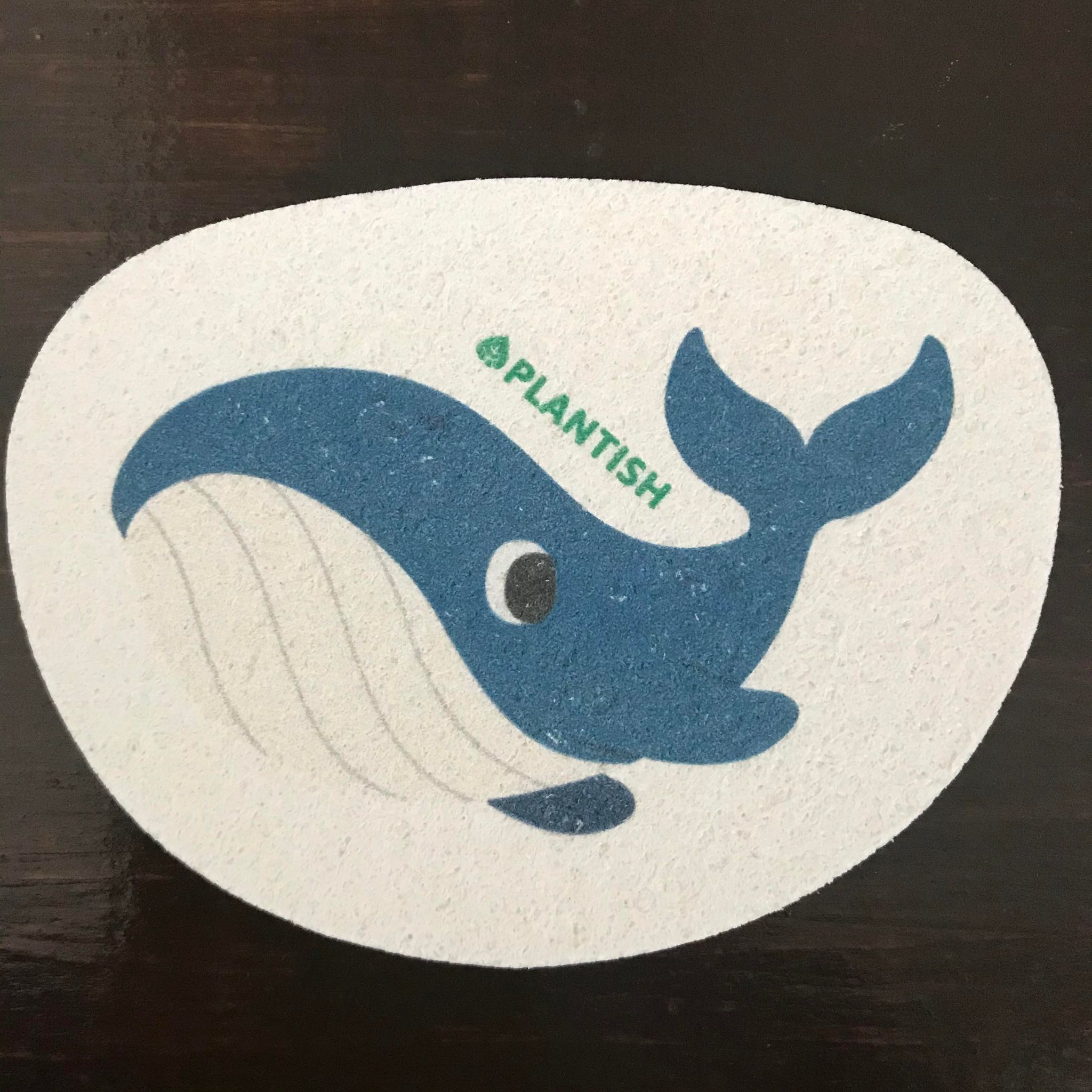compostable eco sponge for kids by the Canadian brand Plantish with a  whale