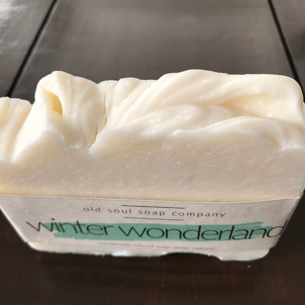 winter wonderland peppermint bergamot cypress essential oil vegan soap made in canada by the old soul soap company